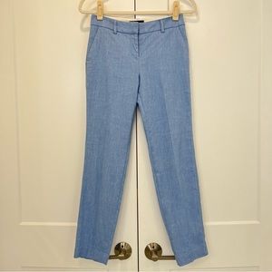 Express Stretch Columnist Ankle Mid Rise Blue Linen Pants Size 0
